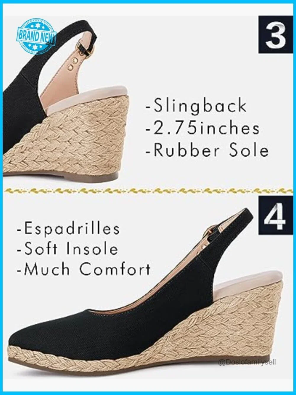 Womens Wedge Sandals Espadrilles Closed Toe Slingback Buckle Strap Comfortable